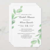 ウッドランドブライダルシャワー。緑ユーカリ離れ 招待状 (正面/裏面)