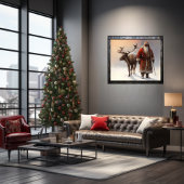 ウッドランドブラックサンタ&トナカイの静かな孤独 ポスター