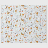 ウッドランドブルーの動物と(鳥)ショウジョウコウカンチョウの鳥柄 ラッピングペーパー (フラット)