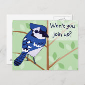 ウッドランドブルージェイ招待状はがき インビテーションポストカード (正面/裏面)