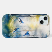 ウッドランドブルーバードの幻想的な森 iPhoneケース (裏面横)
