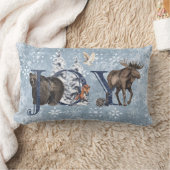 ウッドランドブルーベアームースJOYスノーフレーク ランバークッション (ブランケット)