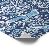 ウッドランドブルーホワイトアニマルフォレストキツネラビットバード ポスター (角)