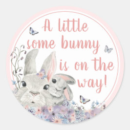 ウッドランドブンニーフローラピンクベビーシャワー ラウンドシール