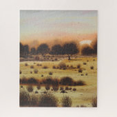 ウッドランドプレーンズの芸術作品に描かれた風光明媚な風景の夕日 ジグソーパズル (縦)