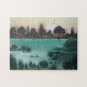 ウッドランドプレーンズの芸術作品に描かれた風光明媚な風景の夕日 ジグソーパズル (横)