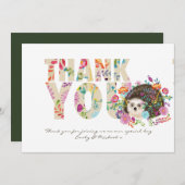 ウッドランドヘッジホッグありがとうフォーク花 サンキューカード (正面/裏面)