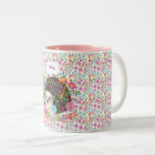 ウッドランドヘッジホッグフォークパーソナライズされた花 ツートーンマグカップ (正面右)