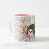 ウッドランドヘッジホッグフォークパーソナライズされた花 ツートーンマグカップ (正面左)