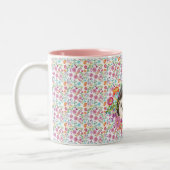 ウッドランドヘッジホッグフォークパーソナライズされた花 ツートーンマグカップ (左)