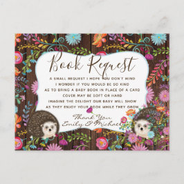 ウッドランドヘッジホッグブックリクエスト詩4赤ちゃんシャワー ポストカード