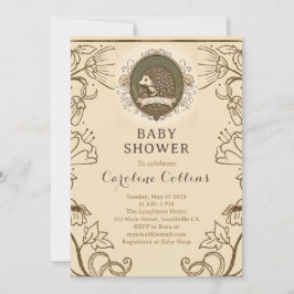 ウッドランドヘッジホッグ少年たちストーリーブックベビーシャワー 招待状