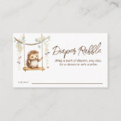 ウッドランドヘッジホッグ赤ちゃんシャワーおむつラッフル エンクロージャーカード (正面)