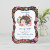 ウッドランドヘッジホッグ1st誕生日招待状素朴Boho 招待状 (スタンド正面)