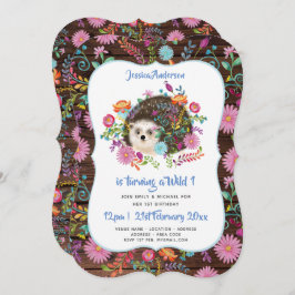ウッドランドヘッジホッグ1st誕生日招待状素朴Boho 招待状