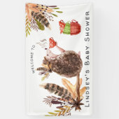 ウッドランドヘッジホッグ |ベビーシャワー歓迎バナー 横断幕 (縦)