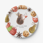 ウッドランドヘッジホッグ |動物の赤ちゃんシャワー ペーパープレート (正面)