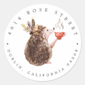 ウッドランドヘッジホッグ |秋のベビー差出人住所 ラウンドシール (正面)