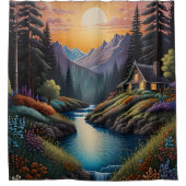 ウッドランドヘブン:森の中の静かな隠れ家 シャワーカーテン (正面)