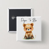 ウッドランドベアのパパは赤ちゃんシャワー 缶バッジ (正面&裏面)