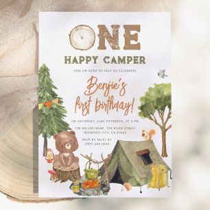 ウッドランドベアの1歳の誕生日おめでとうボーイズギフト 招待状