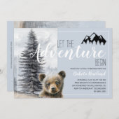 ウッドランドベアを待つ誕生日の冒険 招待状 (正面/裏面)