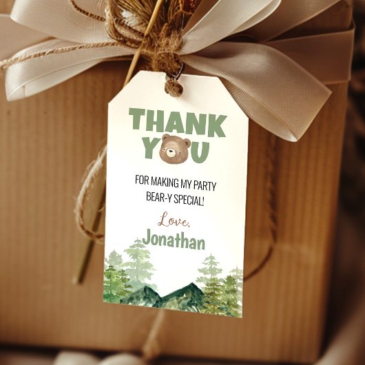 ウッドランドベアパーティーサンキューメッセージカード ギフトタグ