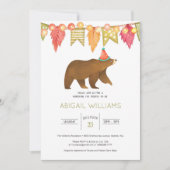 ウッドランドベアパーティーベビーシャワー招待状 招待状 (正面)