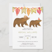 ウッドランドベアファミリーパーティーベビーシャワー招待状 招待状 (正面)