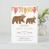 ウッドランドベアファミリーパーティーベビーシャワー招待状 招待状 (スタンド正面)