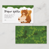 ウッドランドベアベイビーシャワーおむつラッフルチケット 名刺 (正面/裏面)