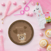 ウッドランドベアベイビーシャワーブラウン紙プレート ペーパープレート (パーティー)