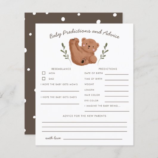 ウッドランドベアベビー予測とアドバイスカード (正面/裏面)