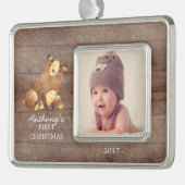 ウッドランドベアベビー第1回クリスマスフォトオーナメント シルバープレートフレームオーナメント (左)