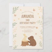 ウッドランドベアーアンドバニー誕生日 招待状 (正面)