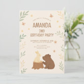 ウッドランドベアーアンドバニー誕生日 招待状 (スタンド正面)