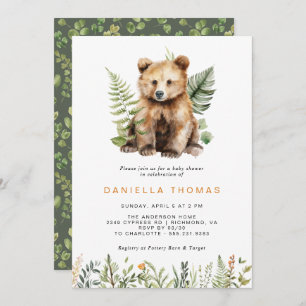 ウッドランドベアーカッブ ニュートラモダンルなベビーシャワー 招待状