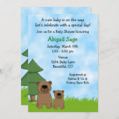 ウッドランドベアーズニュートラルベビーシャワー招待状 招待状 (正面/裏面)