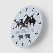 ウッドランドベアーズ新婚キャビン ラウンド壁時計 (傾斜)