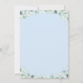 ウッドランドベアーブルー金ゴールド緑ベビーシャワー 招待状 (裏面)