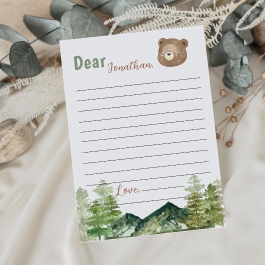 ウッドランドベアーボーイ時間カプセルノートメッセージカード サンキューカード