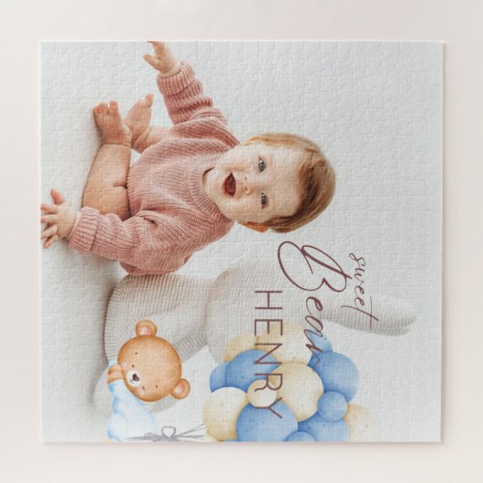 ウッドランドベアーボーイ誕生日パーティフォトギフトゲーム ジグソーパズル (横)