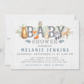 ウッドランドベアーボーイ赤ちゃんシャワー招待状 招待状 (正面)