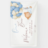 ウッドランドベアーボーイ1歳の誕生日パーティー 横断幕 (縦)