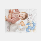 ウッドランドベアーボーイ1st誕生日パーティーパステル写真 フリースブランケット (正面(横))