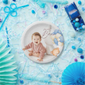 ウッドランドベアーボーイ1st誕生日パーティーパステル写真 ペーパープレート (パーティー)