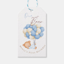 ウッドランドベアーボーイ1st誕生日パーティーパステル ギフトタグ