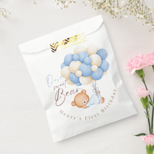 ウッドランドベアーボーイ1st誕生日パーティーパステル フェイバーバッグ (封をした状態)