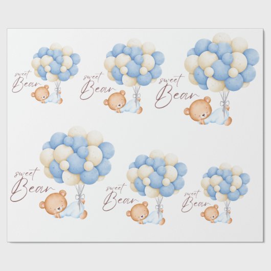 ウッドランドベアーボーイ1st誕生日パーティーパステル ラッピングペーパー (フラット)