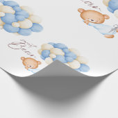 ウッドランドベアーボーイ1st誕生日パーティーパステル ラッピングペーパー (角)